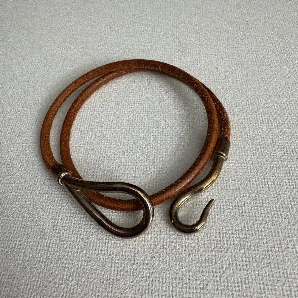 Hermès jumbo Brown Leather Hook Bracelet